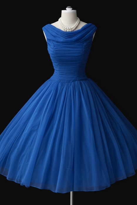 Royal Blue Simple A Line Chiffon Short Prom Dresses tulle Homecoming Dresses