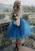 Royal Blue Simple Wedding Dress A Line Designed Neckline Lace Tulle Bridal Gowns