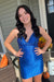 Royal Blue Sparkly Beaded Tight Short Homecoming Dress