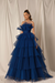 Royal Blue Strapless Mermaid Evening Gown with Layers and Sleeveless Design