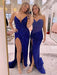 Royal Blue Strapless Sweetheart Sequins Bodycon Prom Dress with Beading
