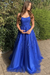 Royal Blue Stylish Lace Long Prom Dress with Spaghetti Straps