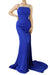 Royal Blue Sweetheart Sleeveless Long Prom Dress with Pleats and Slit