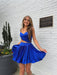 Royal Blue Two-Piece Homecoming Dress with Rhinestone Waist & Pleated Skirt