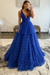 Royal Blue Tulle Formal Evening Dresses 