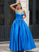 Royal Blue V-Neck Long Evening Dress