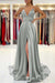 Royal Blue V-Neck Prom Dress Sleeveless With Slit - Prom Dresses