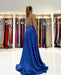 Royal Blue V-Neck Prom Dress With Slit