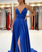 Royal Blue V-Neck Prom Dress With Slit