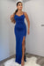 Royal Blue V-Neck Spaghetti-Strap Mermaid Prom Dress with Slit