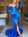 Trumpet/Mermaid Ruched Elastic Woven Satin V-neck Long Sleeves Court Train Dresses - Prom Dresses