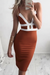 Rust Sheath Spaghetti Straps V Neck Prom Sexy Short Formal Dress - Prom Dresses