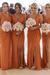 Rust A-Line Sleeveless One-Shoulder Simple Prom Dress with Lace Appliques