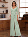 V-Neck Chiffon Jumpsuit with Ruched Detail and 3/4 Sleeves for the Mother