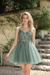 Sage Chic A-Line Tulle Short Party Dresses with Straps V-neck Beadings Formal Dress 