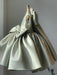 Cute Satin Princess Ball Gown Mini Flower Girl Dresses with Bow