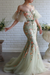 Sage Off-The-Shoulder Mermaid Strapless Evening Dress With Flowers Beadings and Appliques
