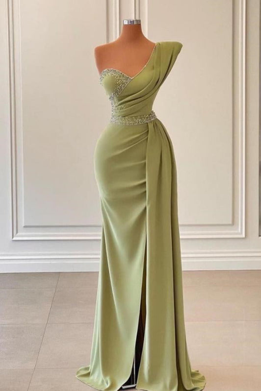 One-Shoulder Split Mermaid Prom Dress with Beadings by Sage main image 1