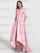 Satin dress with pockets and high low hem in blush pink