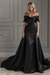 Black Vintage Wedding Dress With Train Satin Off The Shoulder Wedding Dress Pleated Mermaid Bridal Gowns - Wedding Dresses