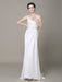 Satin Sheath Wedding Dress Plunging Neckline Bow Back Belt Lace Beading Evening Dress misshow