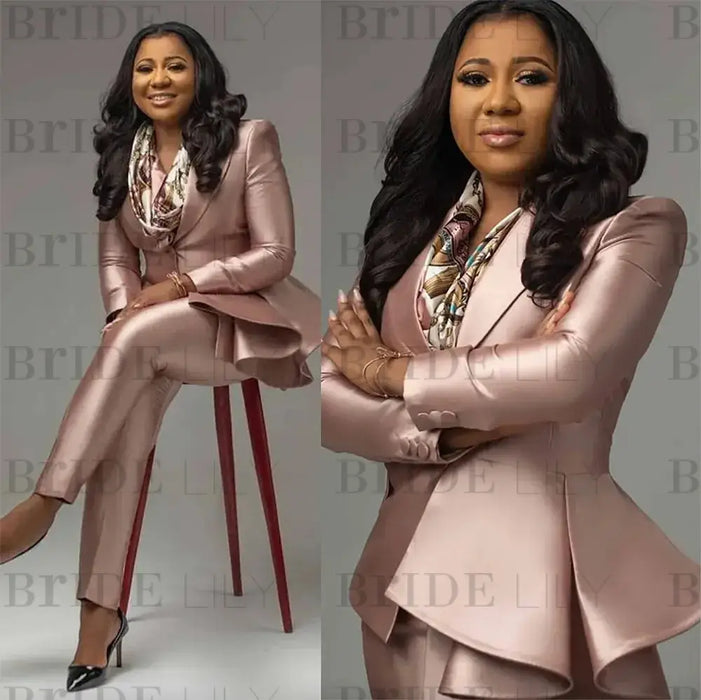 ladies 2 piece dresses Plus Size Satin Women's Suit 2 Piece Office Outfit for Work &  Wedding-Bridelily