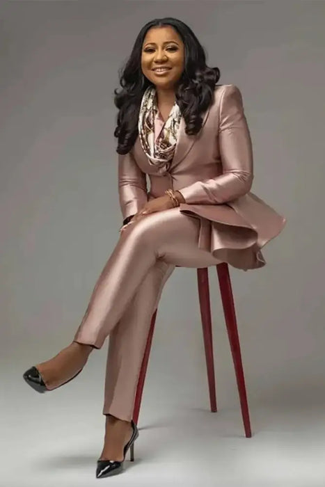 Plus Size Satin Women's Suit 2 Piece Office Outfit for Work &  Wedding-Bridelily