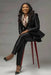 Black Satin Women Suit Plus Size 2 Pieces Ladies Office Wear Outfit For Party Weddin