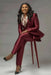 Burgundy Satin Women Suit Plus Size 2 Pieces Ladies Office Wear Outfit For Party Wedding 