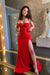 Scarlet Siren Mermaid Prom Gown with Spaghetti Straps