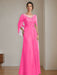 Floor-Length A-Line Princess Mother of the Bride Dresses with Scoop Neckline Pleated & Sequins
