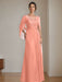 Floor-Length A-Line Princess Mother of the Bride Dresses with Scoop Neckline Pleated & Sequins