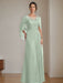 Floor-Length A-Line Princess Mother of the Bride Dresses with Scoop Neckline Pleated & Sequins
