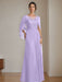 Floor-Length A-Line Princess Mother of the Bride Dresses with Scoop Neckline Pleated & Sequins