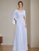 Floor-Length A-Line Princess Mother of the Bride Dresses with Scoop Neckline Pleated & Sequins