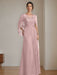 Floor-Length A-Line Princess Mother of the Bride Dresses with Scoop Neckline Pleated & Sequins