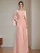 Floor-Length A-Line Princess Mother of the Bride Dresses with Scoop Neckline Pleated & Sequins