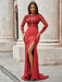 Trumpet/Mermaid Spandex Applique Scoop Long Sleeves Sweep/Brush Train Dresses - Prom Dresses