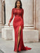 Trumpet/Mermaid Spandex Applique Scoop Long Sleeves Sweep/Brush Train Dresses - Prom Dresses