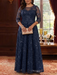 Scoop Neck Lace Plus Size Mother of the Bride Dresses 3/4 Sleeves with Sequins