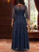 Scoop Neck Lace Plus Size Mother of the Bride Dresses 3/4 Sleeves with Sequins