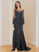 Long-Sleeved Scoop Neck Mermaid/Trumpet Mother of the Bride Dress with Applique