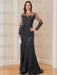 Long-Sleeved Scoop Neck Mermaid/Trumpet Mother of the Bride Dress with Applique