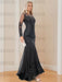 Long-Sleeved Scoop Neck Mermaid/Trumpet Mother of the Bride Dress with Applique