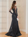 Long-Sleeved Scoop Neck Mermaid/Trumpet Mother of the Bride Dress with Applique