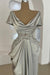 Scoop Neck Ruffles Satin Prom Dress Mermaid Sleeveless Evening Dress with Beads