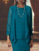 Floor-Length Scoop Neck Sheath Dress with Long Sleeves and Jacket for the Mother of the Bride