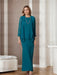 Floor-Length Scoop Neck Sheath Dress with Long Sleeves and Jacket for the Mother of the Bride