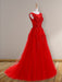 A-Line/Princess Scoop Sleeveless Sweep/Brush Train Applique Tulle Dresses - Prom Dresses