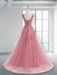 A-Line/Princess Scoop Sleeveless Sweep/Brush Train Applique Tulle Dresses - Prom Dresses